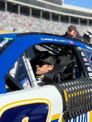 A view of Chase Elliott inside his No. 9 Chevrolet.