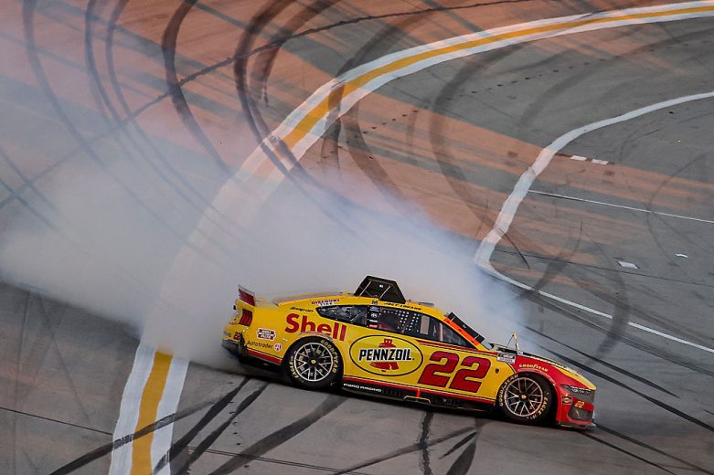 Joey Logano spins in the No. 22 Ford.