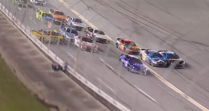 Hocevar gets aggressive on overtime restart, puts Bell in the wall