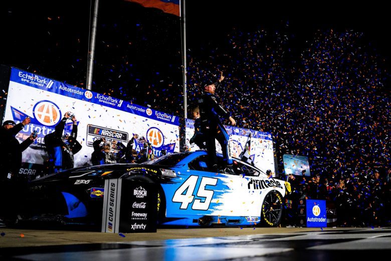 Tyler Reddick celebrates.