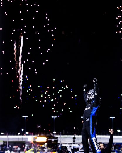 Tyler Reddick celebrates.
