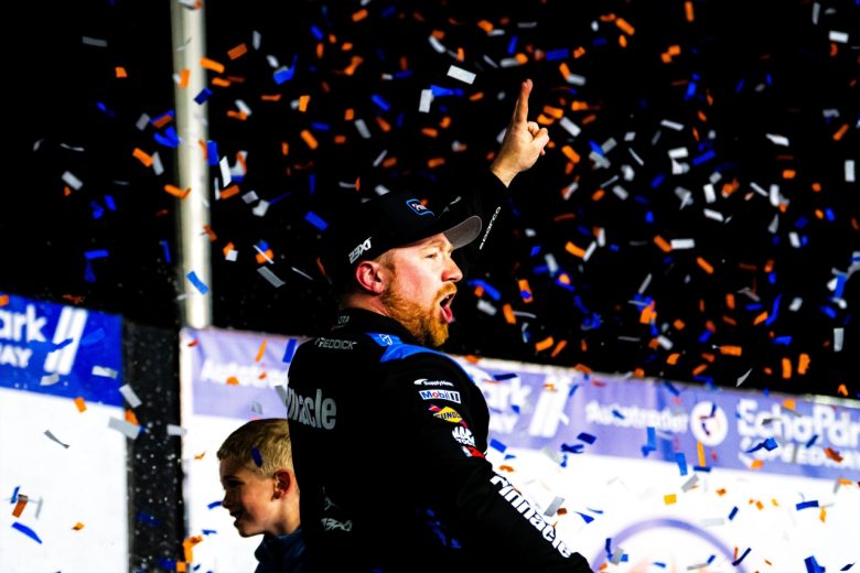 Tyler Reddick celebrates.