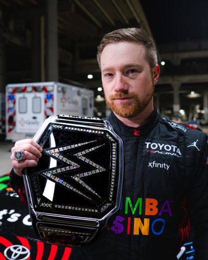 Tyler Reddick at WWE's Monday Night Raw on Feb. 23, 2026 at State Farm Arena in Atlanta.