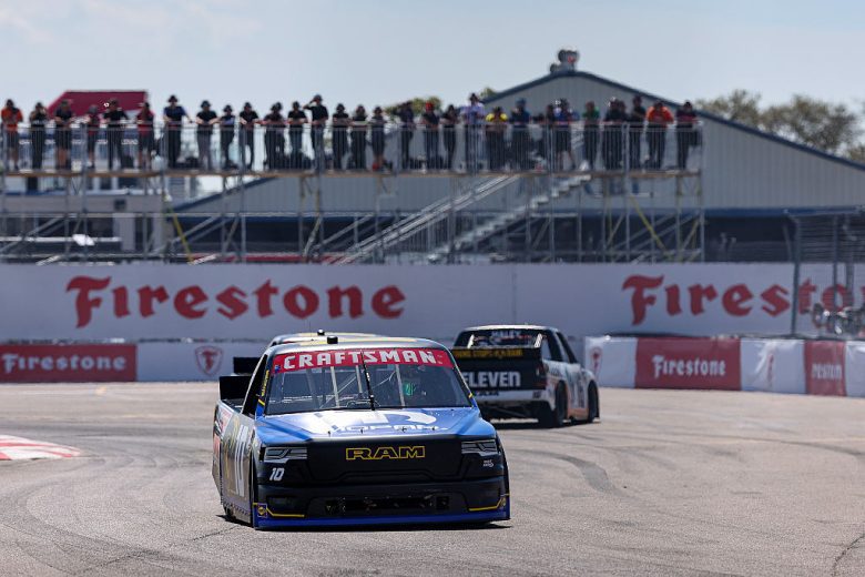 Daniel Dye drives at St. Pete.
