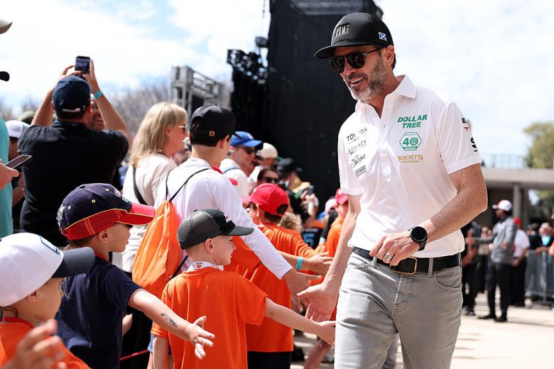 Jimmie Johnson greets fans.