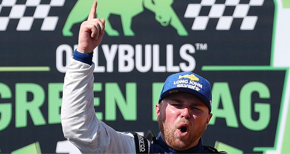 Layne Riggs celebrates in Victory Lane at St. Pete.