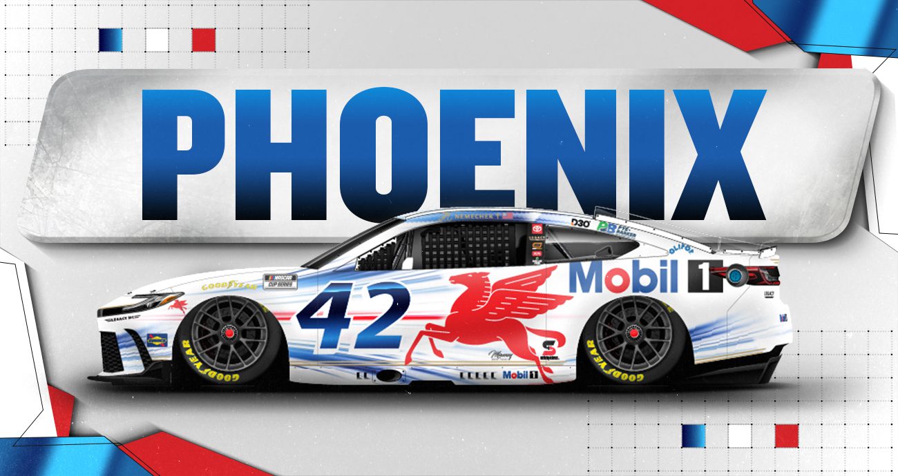 Paint Scheme Preview graphic featuring Mobil 1 for 2026 Phoenix spring.