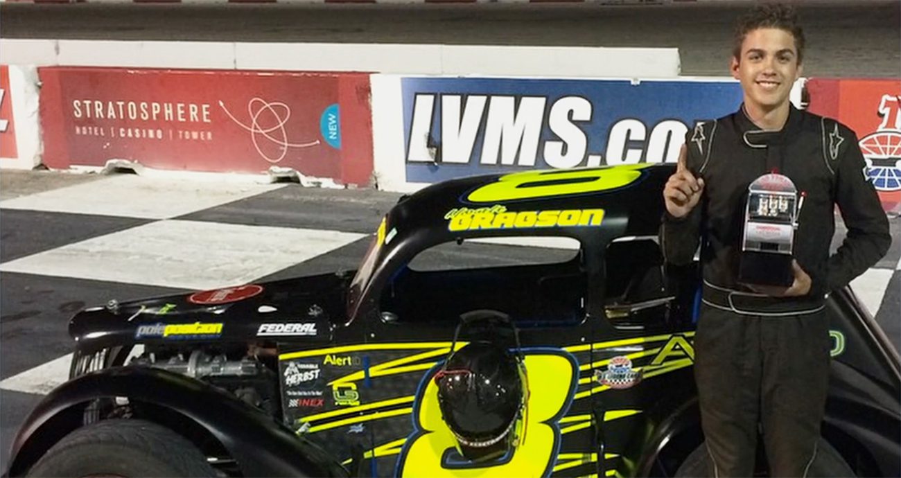 young noah gragson next to a bandolero