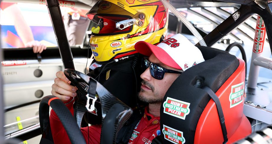 Joey Logano sits in his No. 22 Team Penske Ford.