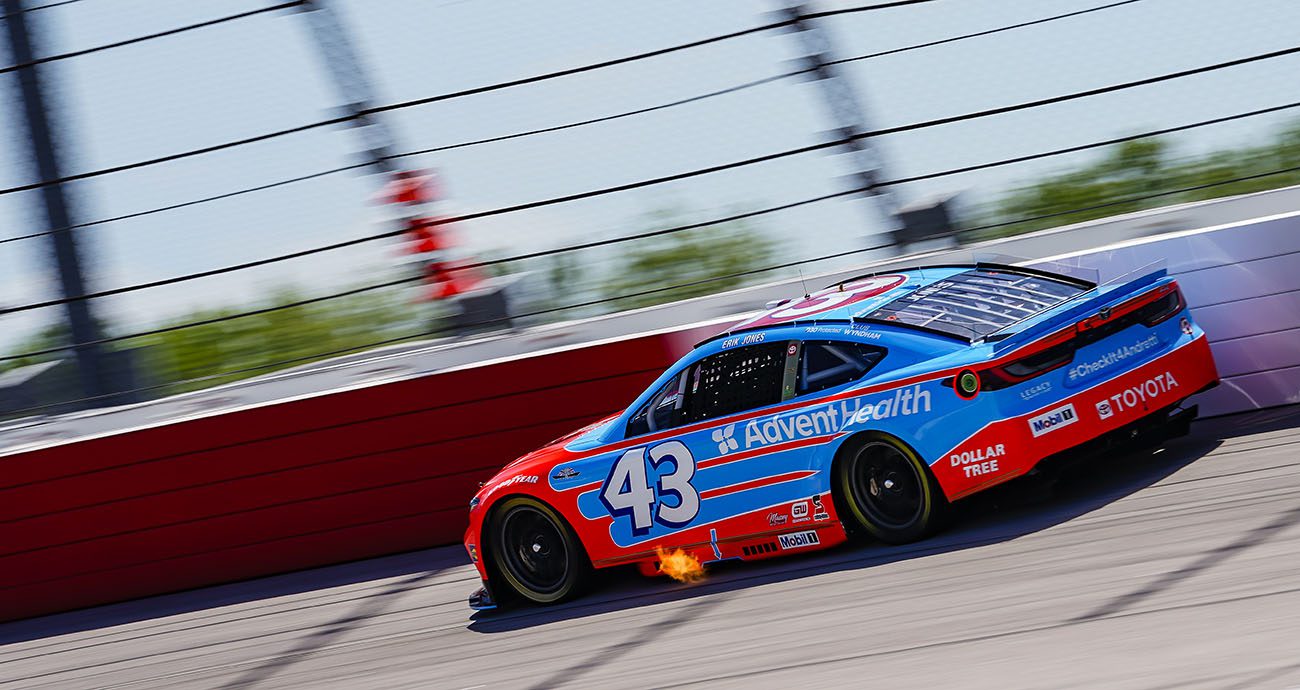 Erik Jones drives at Darlington. 