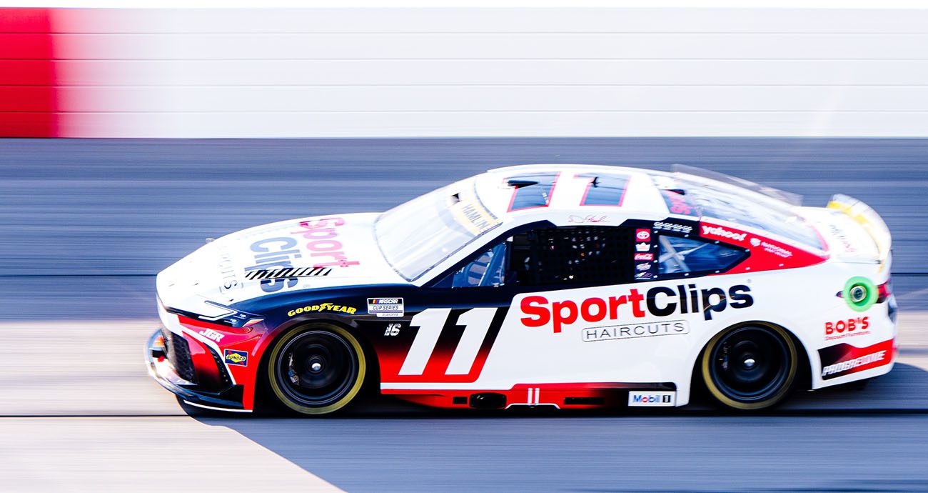 Denny Hamlin drives at Darlington.