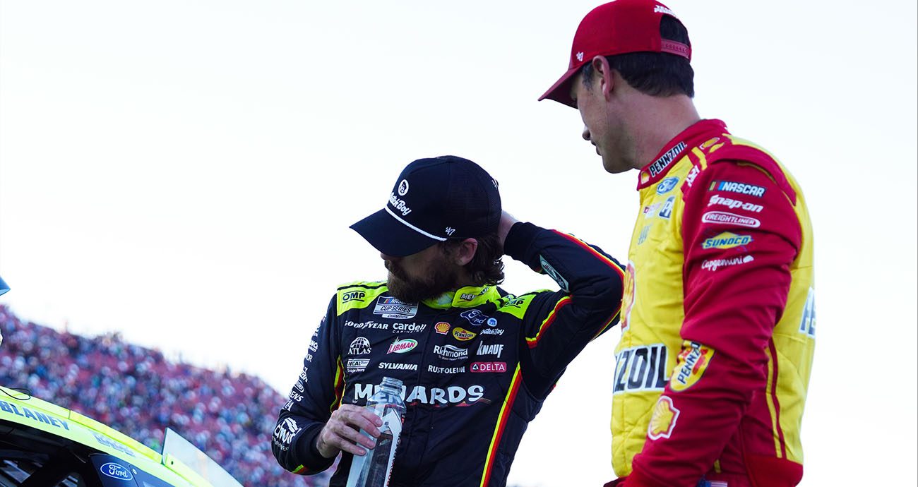 Ryan Blaney and Joey Logano talk.