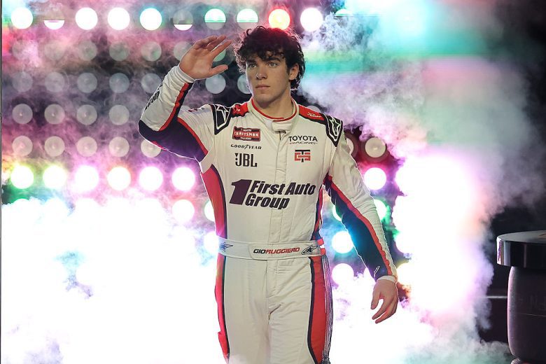 Gio Ruggiero waves to fans at Darlington.