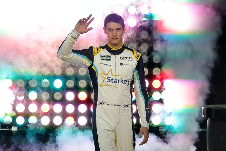 William Sawalich waves to fans at Darlington.