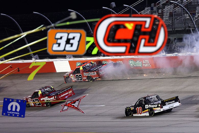 Ben Rhodes hits the wall at Darlington.