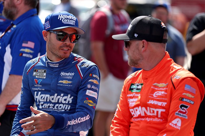 Kyle Larson and Justin Allgaier talk at Darlington.