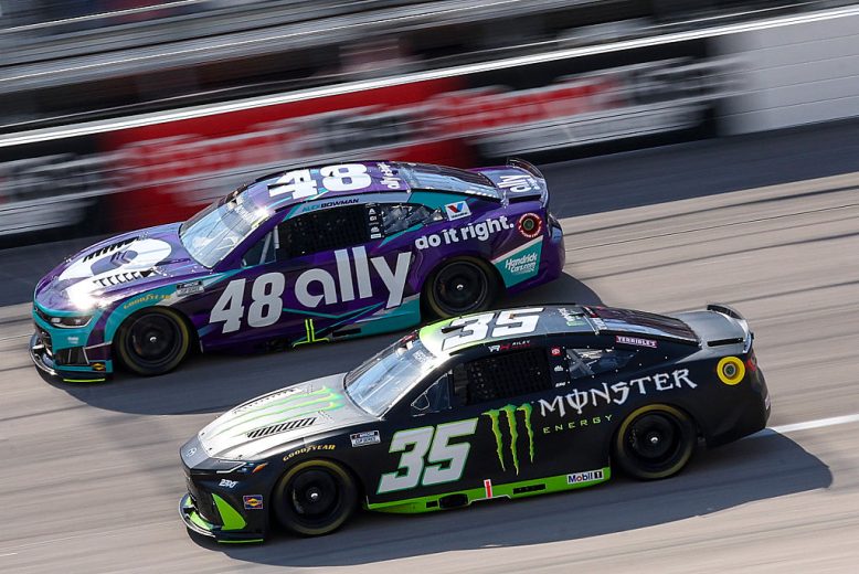 Justin Allgaier and Riley Herbst drive at Darlington.