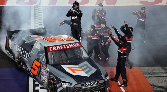 Featured image for Corey Heim storms to Truck win in stunning last-lap move at Darlington