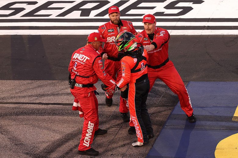 Justin Allgaier's team celebrates at Darlington.