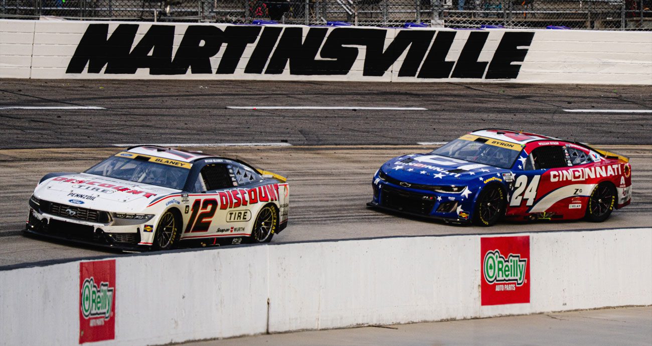 Ryan Blaney and William Byron race at Martinsville.