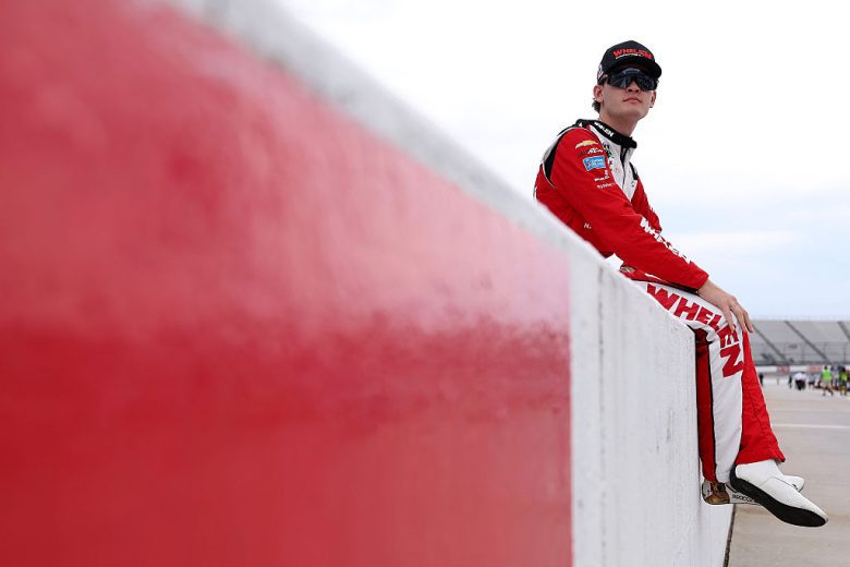Jesse Love sits on the wall at Martinsville.