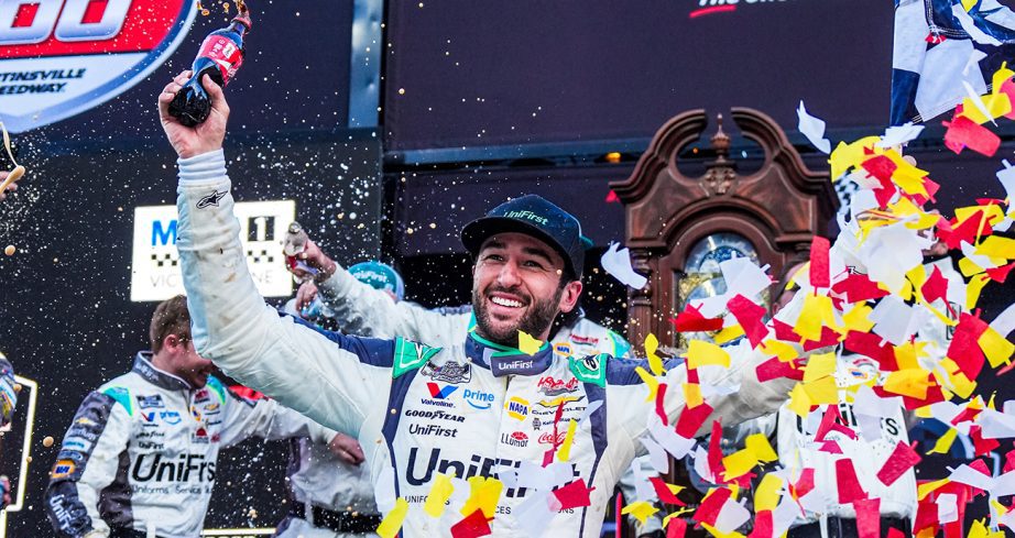 Chase Elliott celebrates.