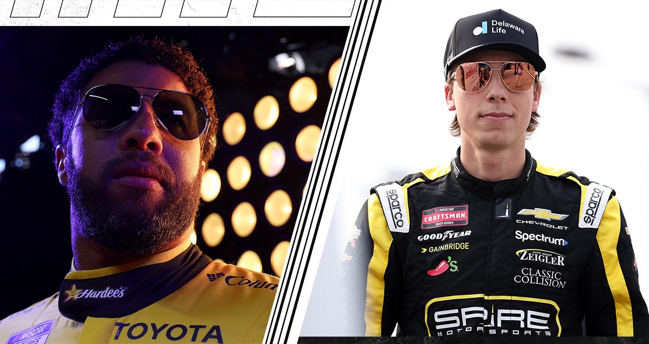 Split image of Bubba Wallace and Carson Hocevar.