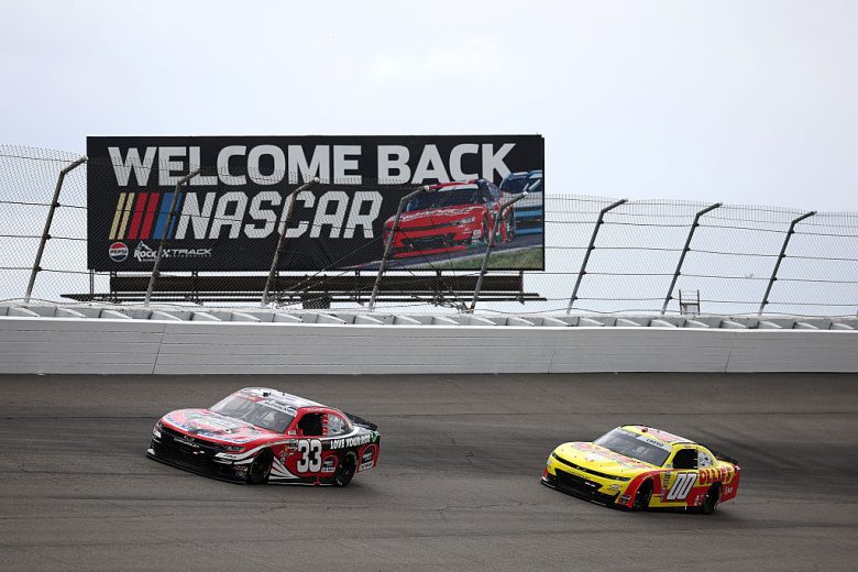 Cleetus McFarland and Sheldon Creed drive at Rockingham.