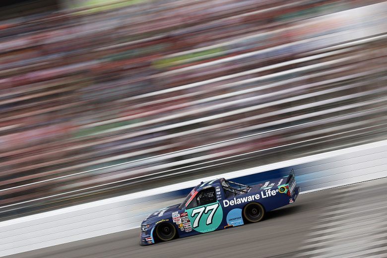 Carson Hocevar drives at Rockingham.