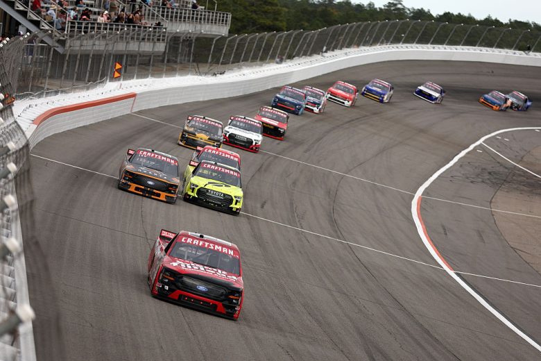 A general view of racing at Rockingham.