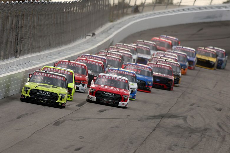 A general view of racing at Rockingham.