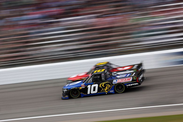 Corey LaJoie and Brenden Queen drive at Rockingham.