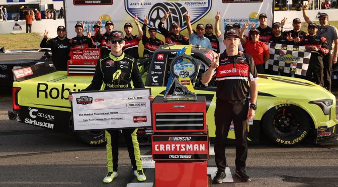 Corey Heim rocks field to win Truck race at Rockingham, claim Triple Truck bonus