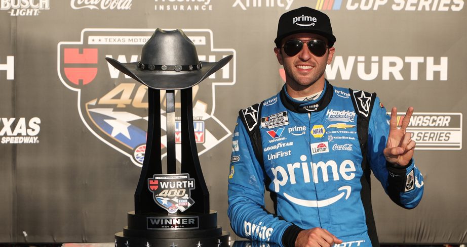 chase elliott after winning the cup series race at texas