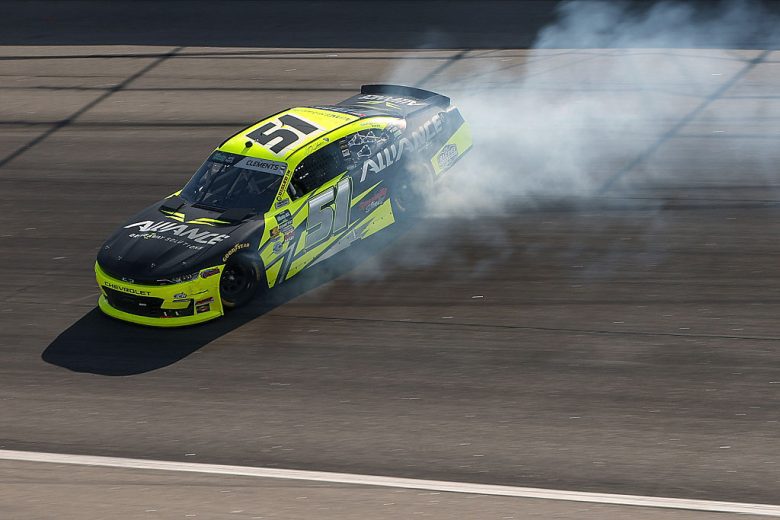 Jeremy Clements spins at Rockingham.