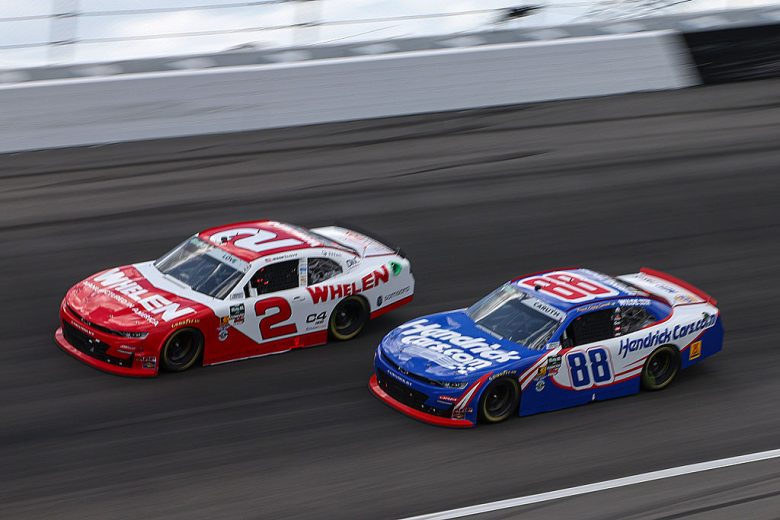 Jesse Love and Rajah Caruth drive at Rockingham.