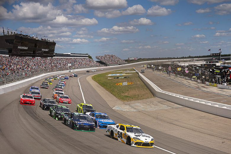 A general view of racing at Rockingham.