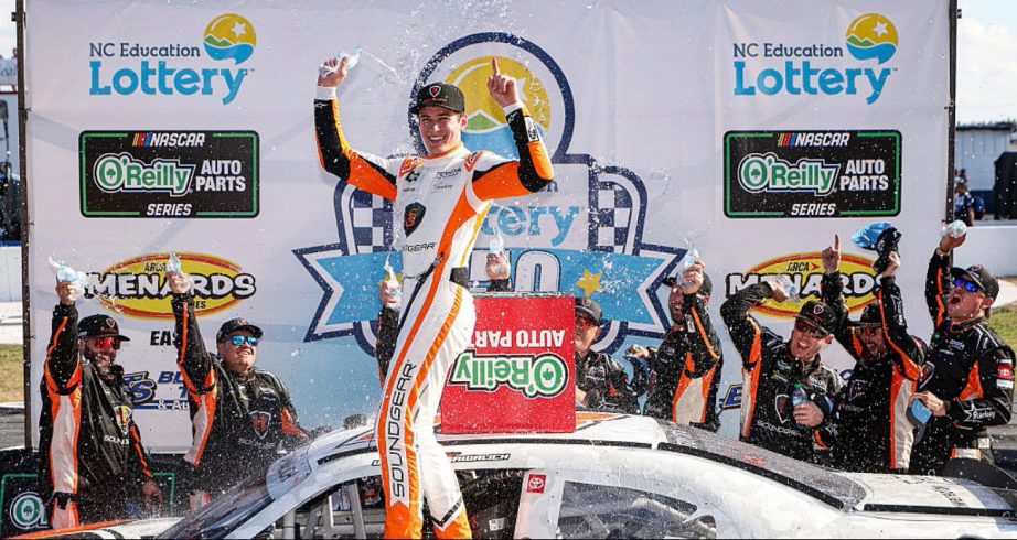 William Sawalich celebrates in Victory Lane at Rockingham.