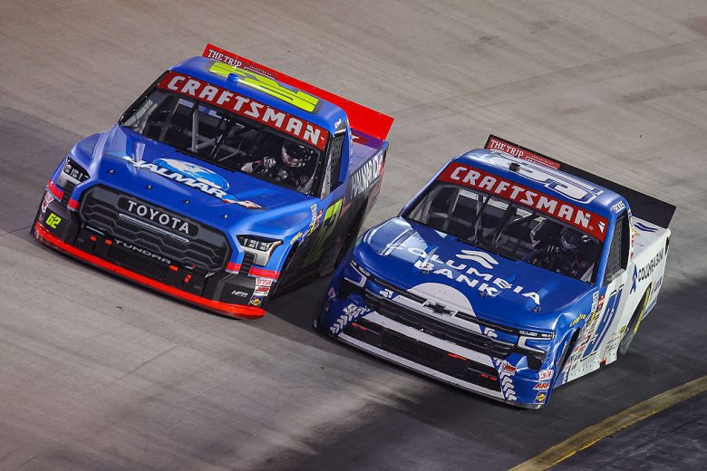 Christopher Bell and Christian Eckes drive at Bristol.