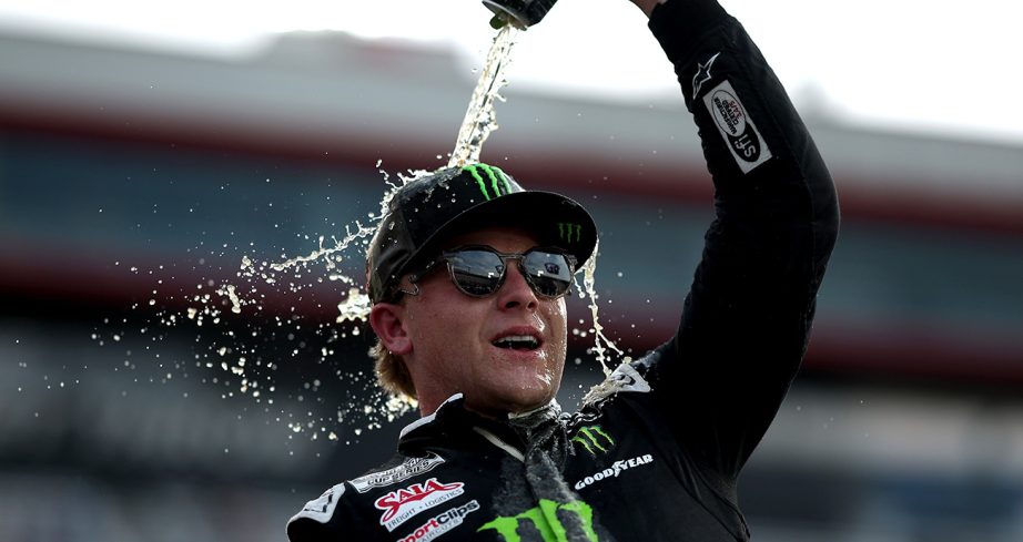 Ty Gibbs celebrates in Victory Lane after winning the NASCAR Cup Series race on April 12, 2026, at Bristol Motor Speedway in Bristol, Tennessee.