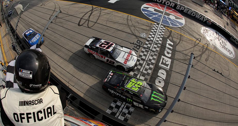 ty gibbs wins bristol in a close finish