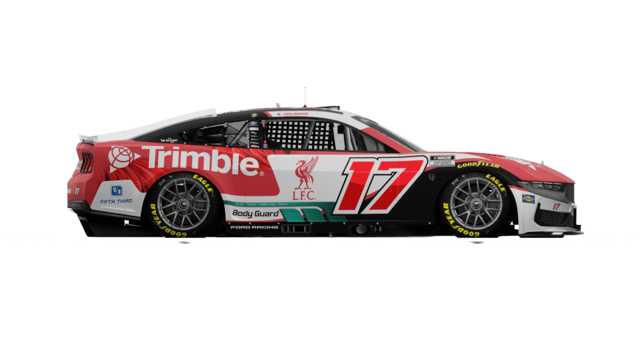 A rendering of Chris Buescher's No. 17 Trimble/Liverpool FC paint scheme.