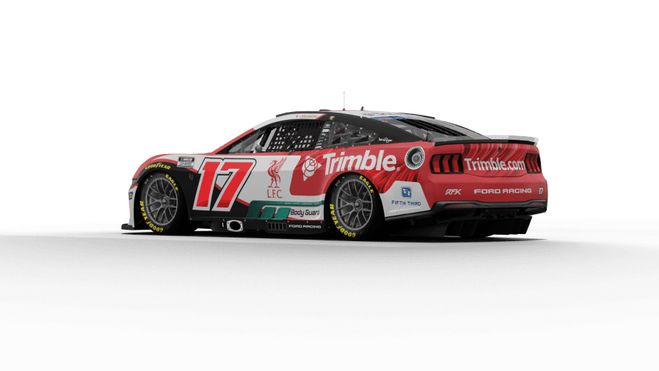 A rendering of Chris Buescher's No. 17 Trimble/Liverpool FC paint scheme.