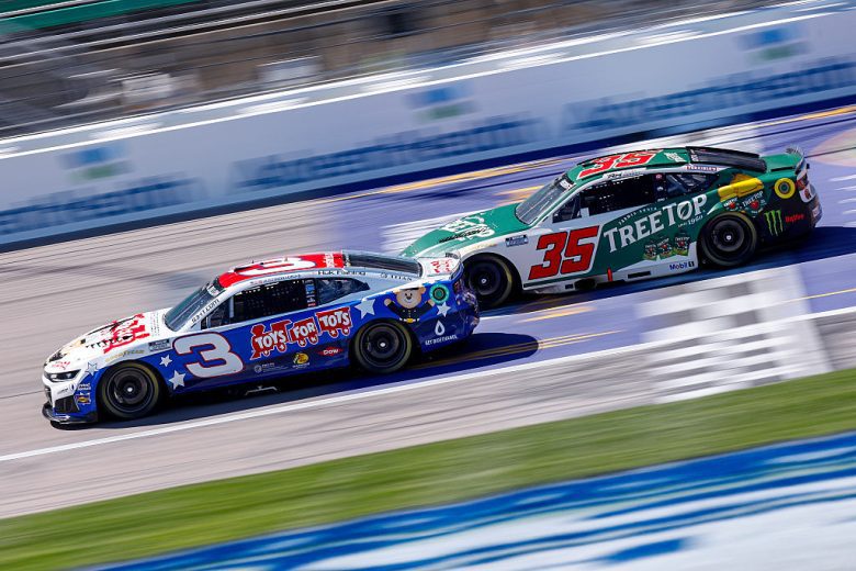 Austin Dillon and Riley Herbst drive at Kansas.