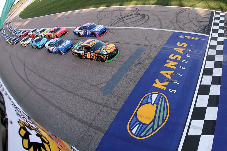 A general view of racing at Kansas.