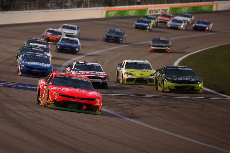 A general view of racing at Kansas.