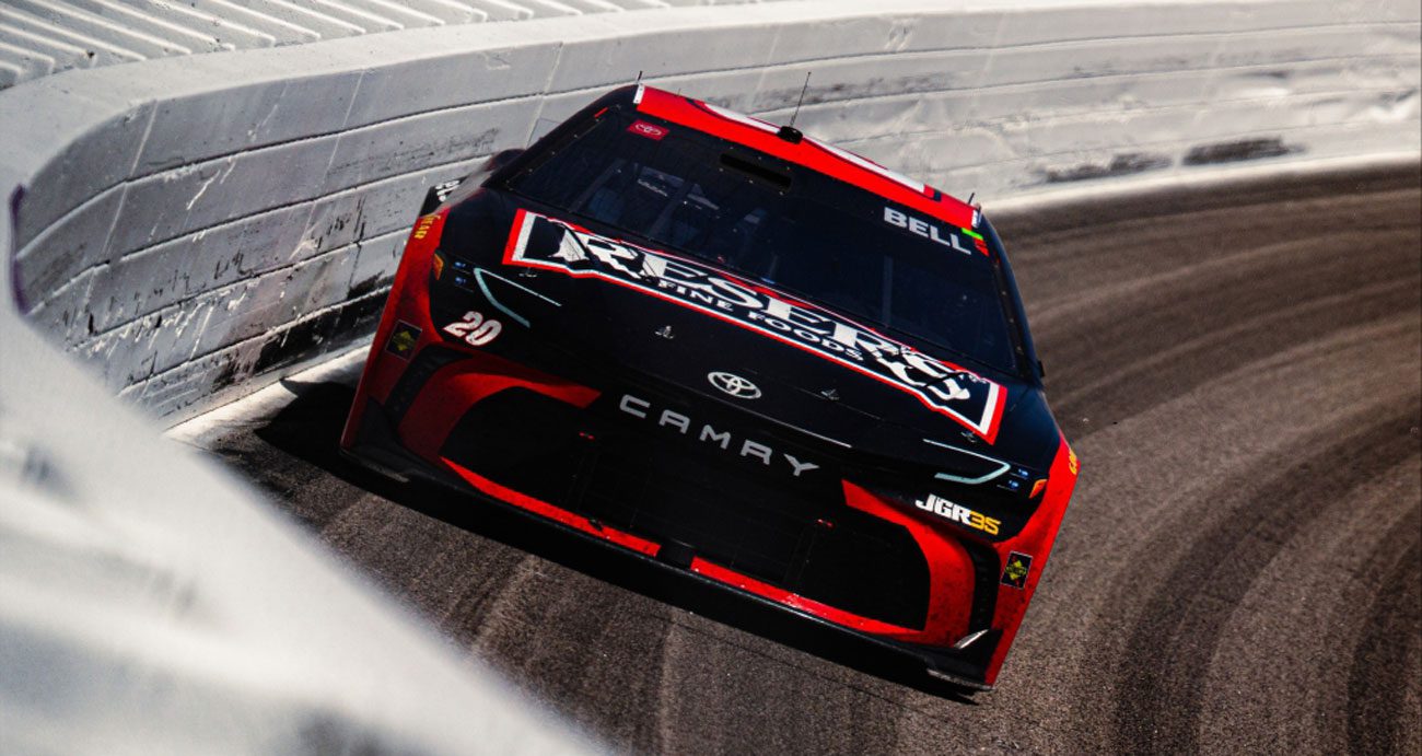 Christopher Bell drives the No. 20 Joe Gibbs Racing Toyota at Kansas Speedway.