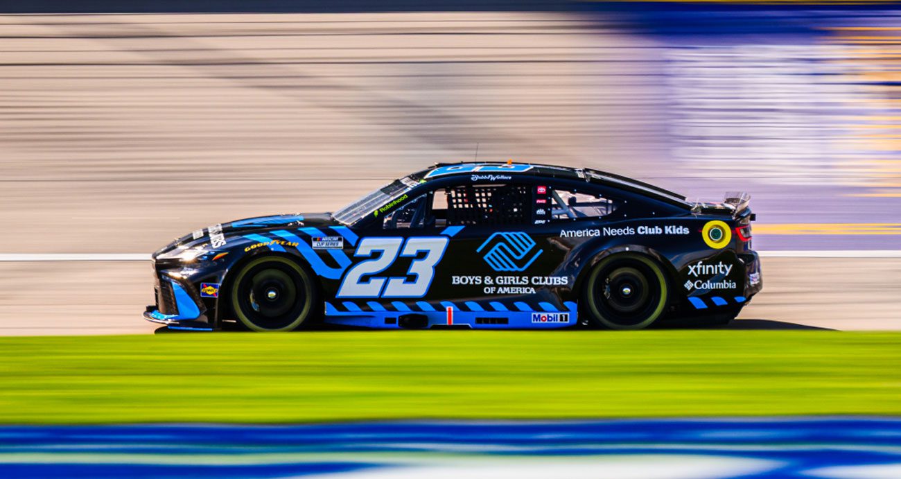 Bubba Wallace races in the No. 23 23XI Racing Toyota at Kansas Speedway.