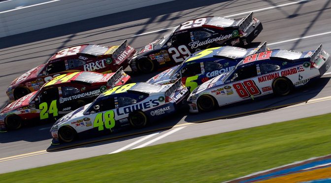 Featured image for Jimmie Johnson recounts 2011 ‘Dega win that ended with a large beer donation to Dale Jr.