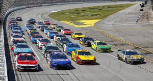 cup cars racing at talladega
